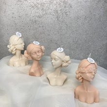 Load image into Gallery viewer, Figurative Head Soy Wax Candles/ Sculptural Heads/ Body candle/ Female candle/Neutral candle/ neutral home decor/ Flower girl candle

